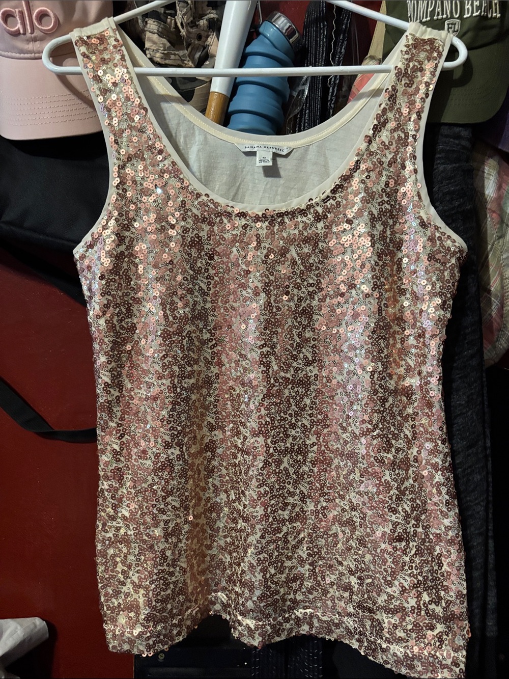 Banana Republic Blush Pink Sequin Scoop Neck Tank